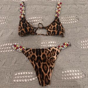 Leopard Bikini with Jeweled Details